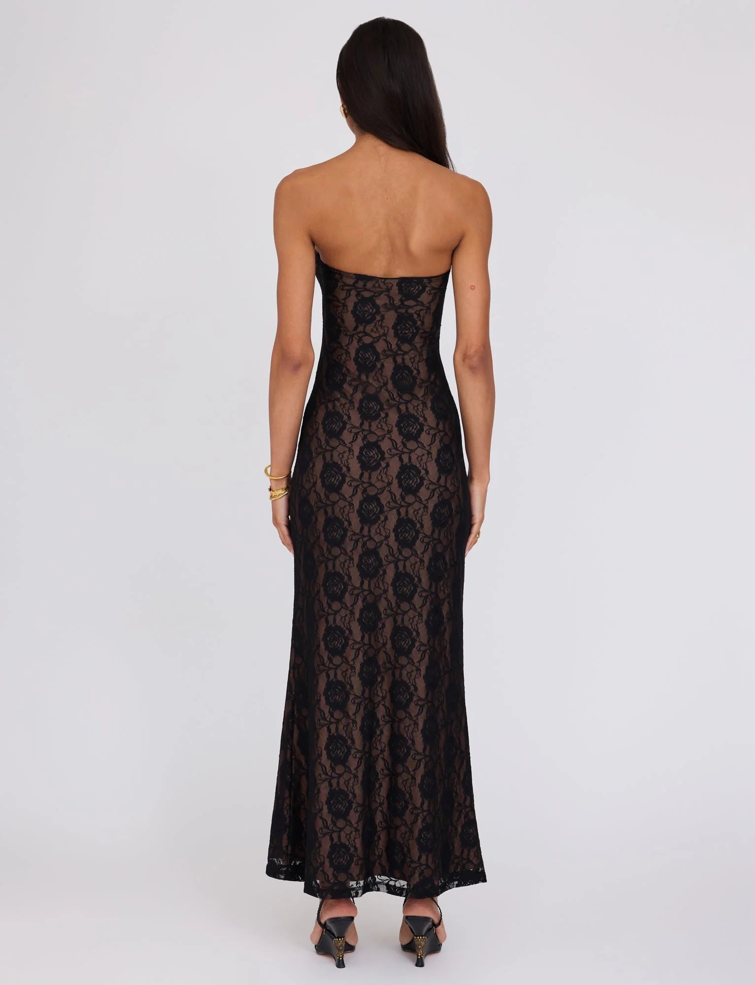 Front Cutout Strapless Maxi Dress