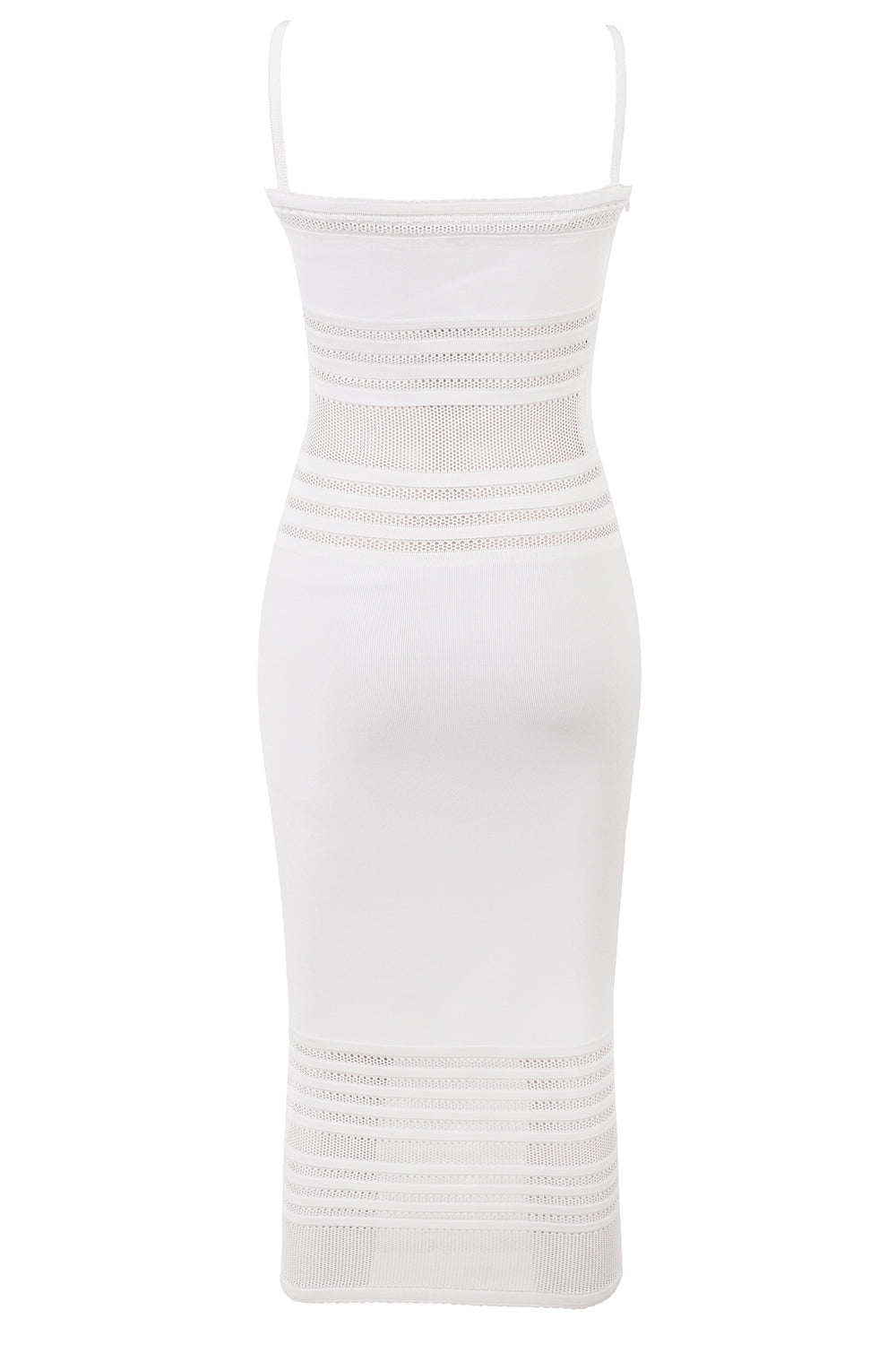 Ivory colored elegant knitted midi dress