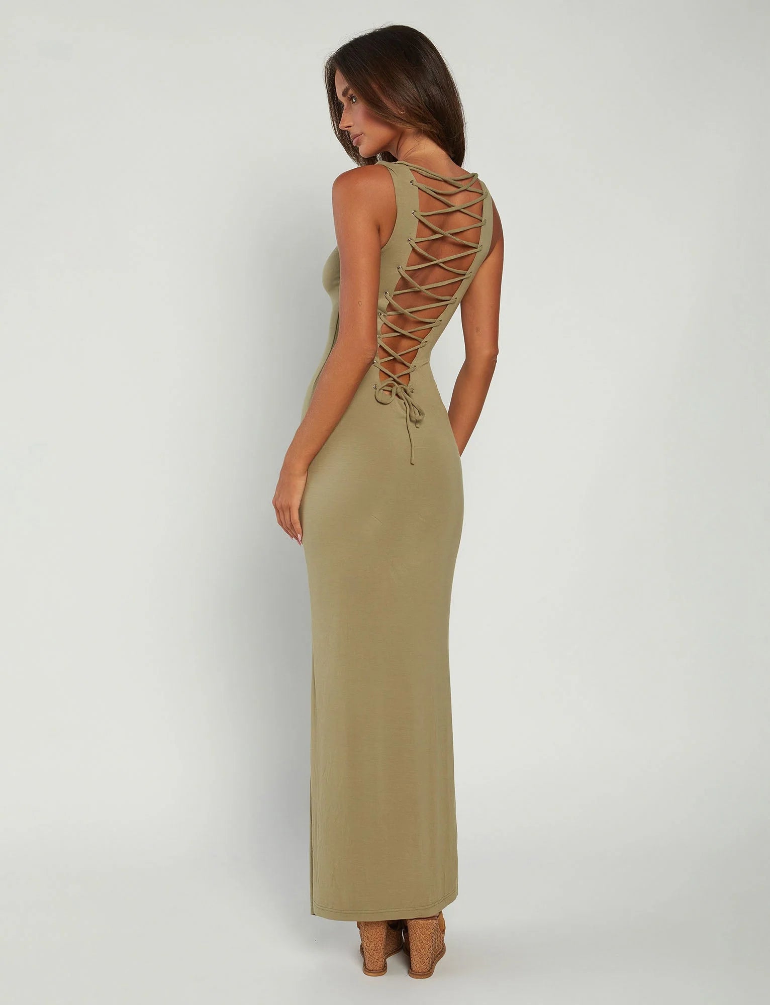 Back Lace Up Maxi Dress