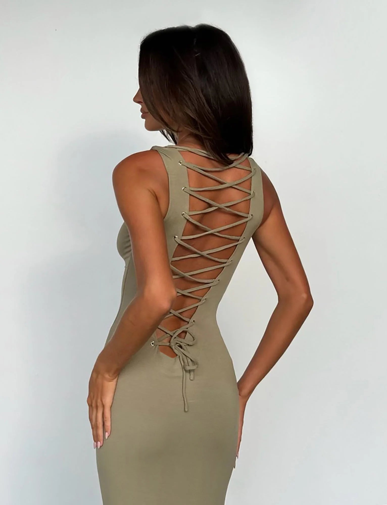 Back Lace Up Maxi Dress