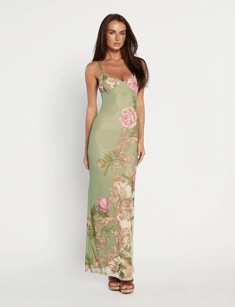 Floral Maxi Dress In Green