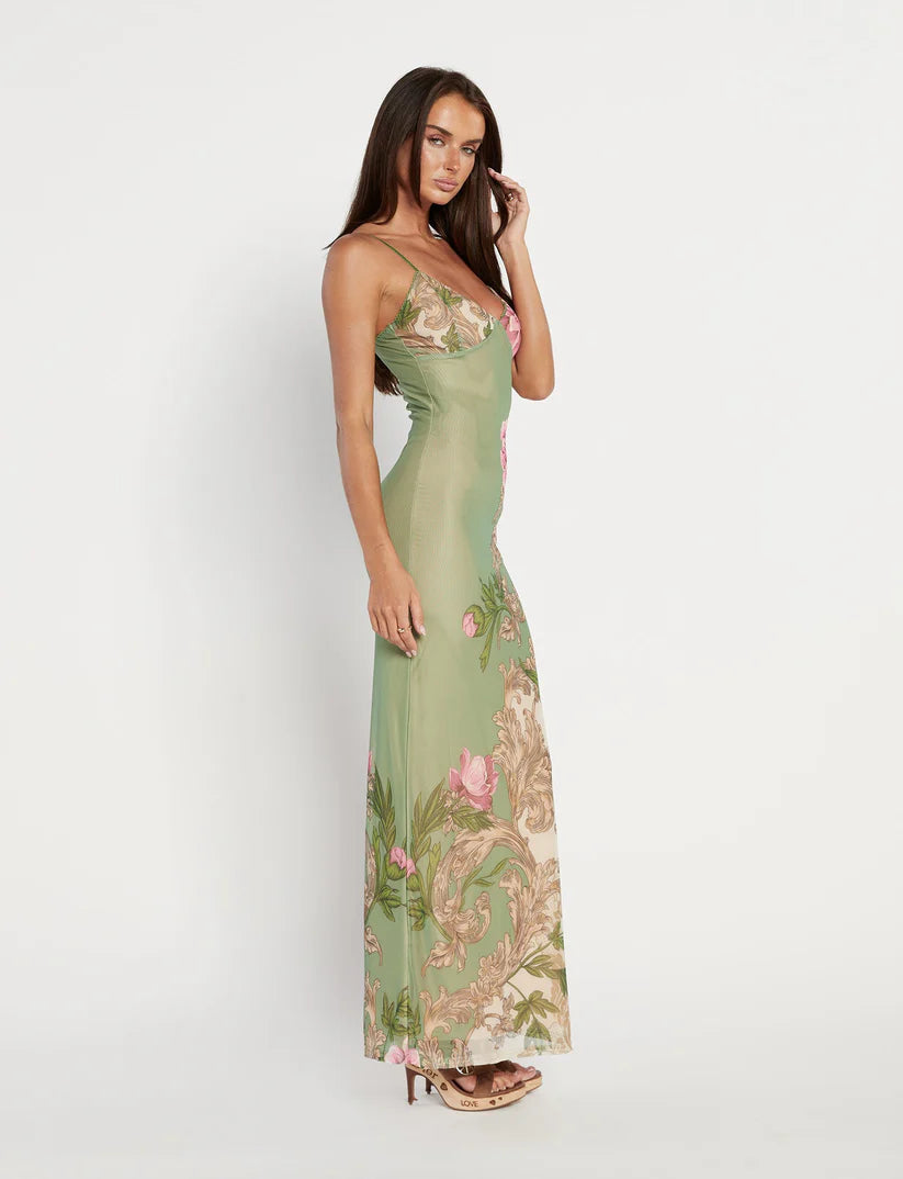 Floral Maxi Dress In Green