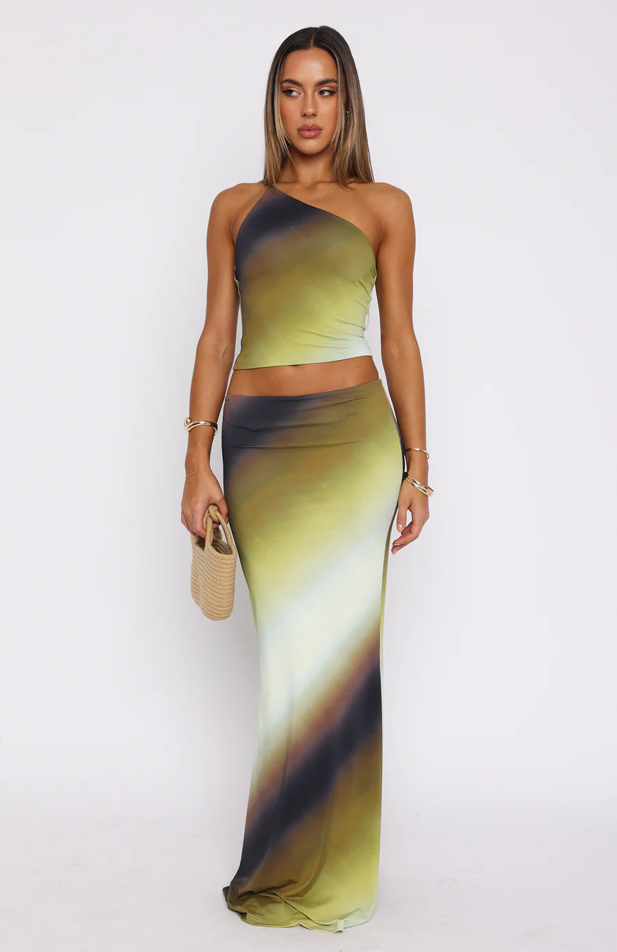 High Waist Maxi Skirt With Print