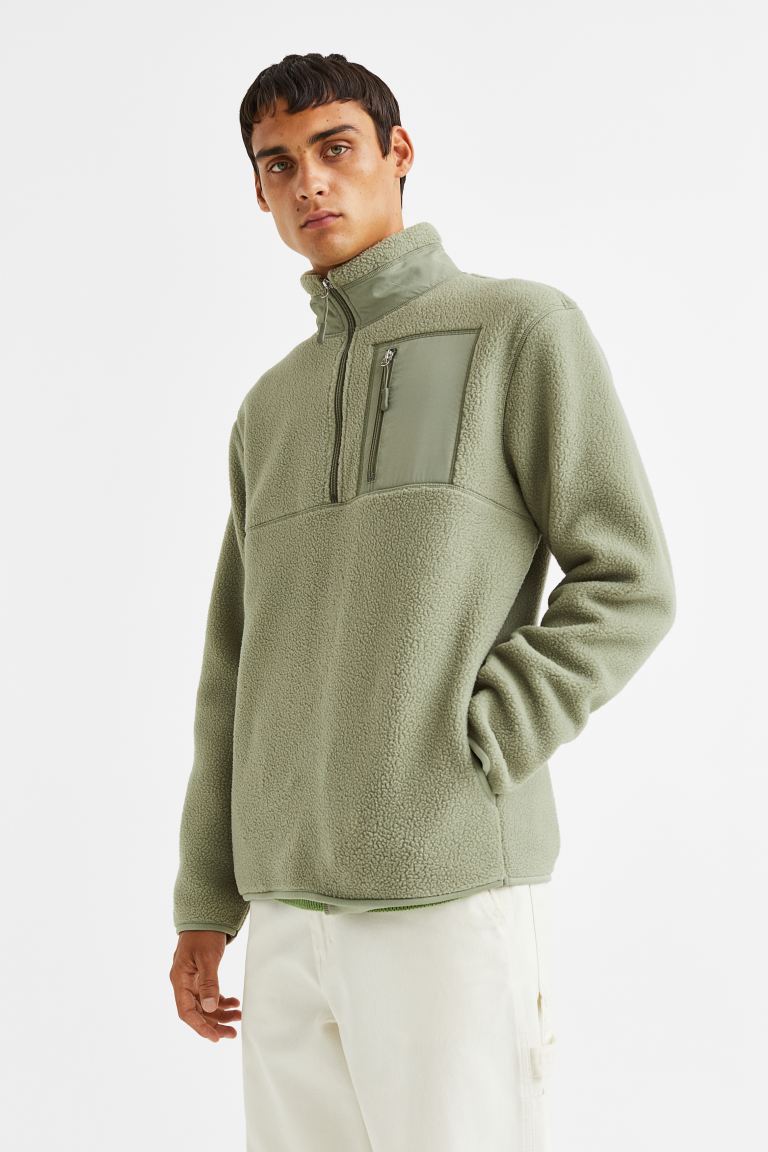 Green jacket with chest pocket