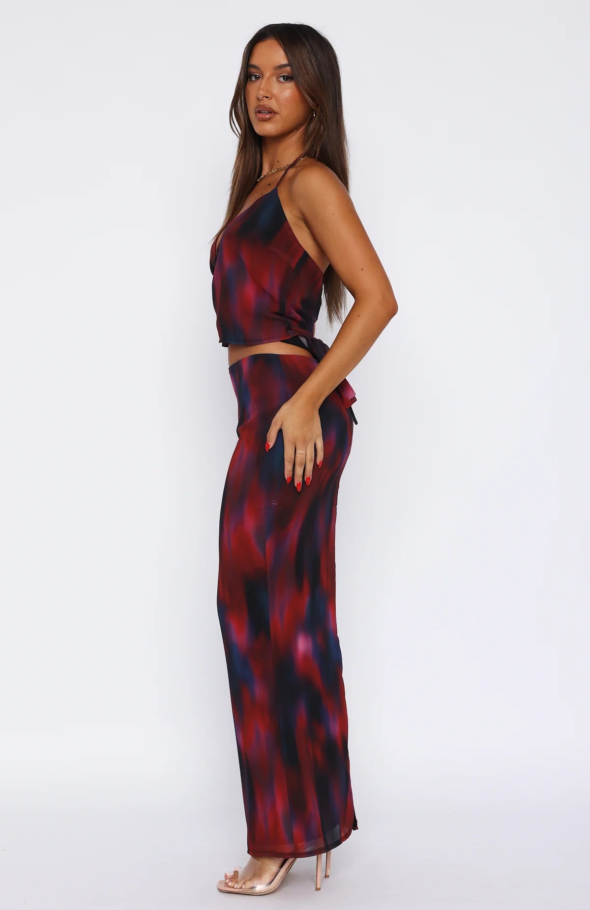 Back Centre Slit Maxi Skirt With Print