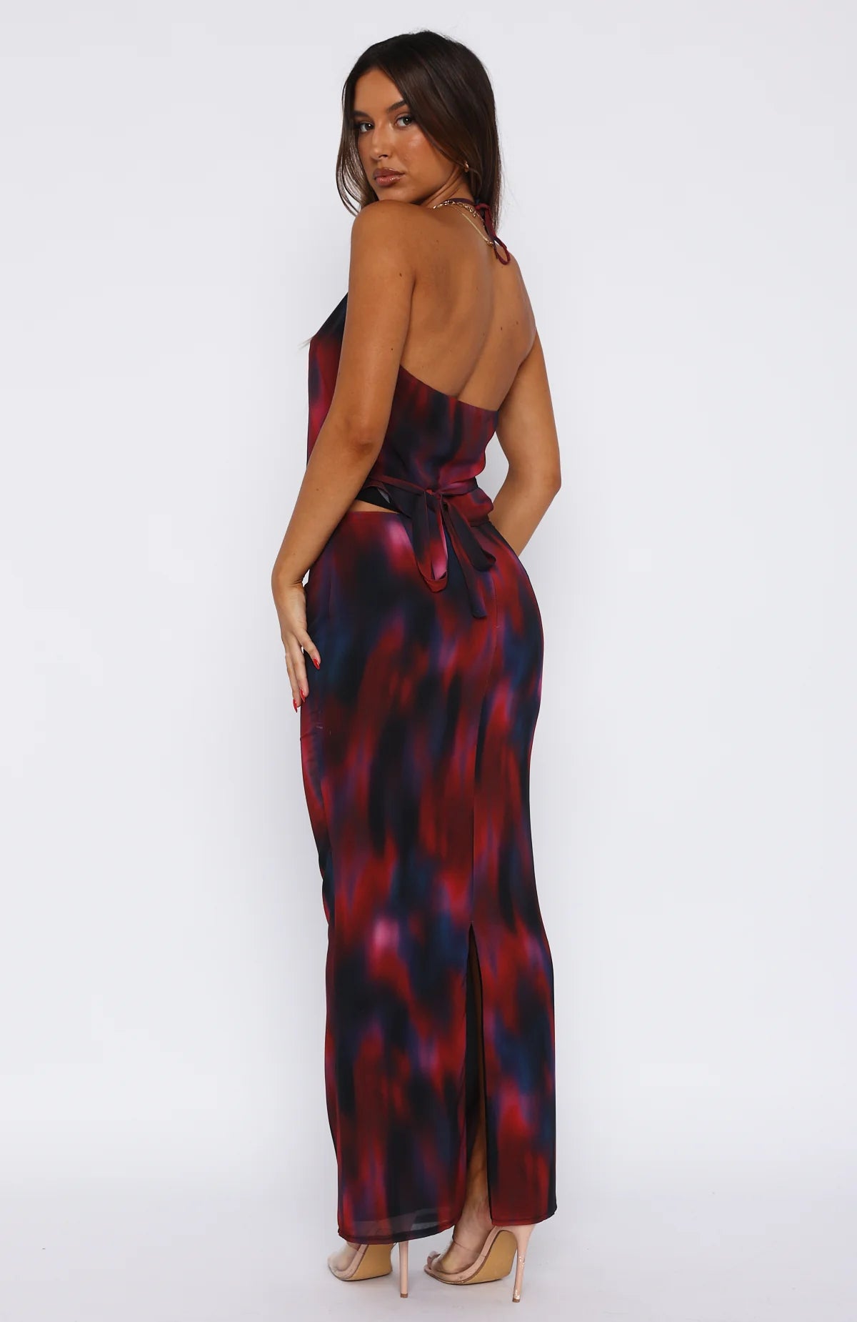 Back Centre Slit Maxi Skirt With Print