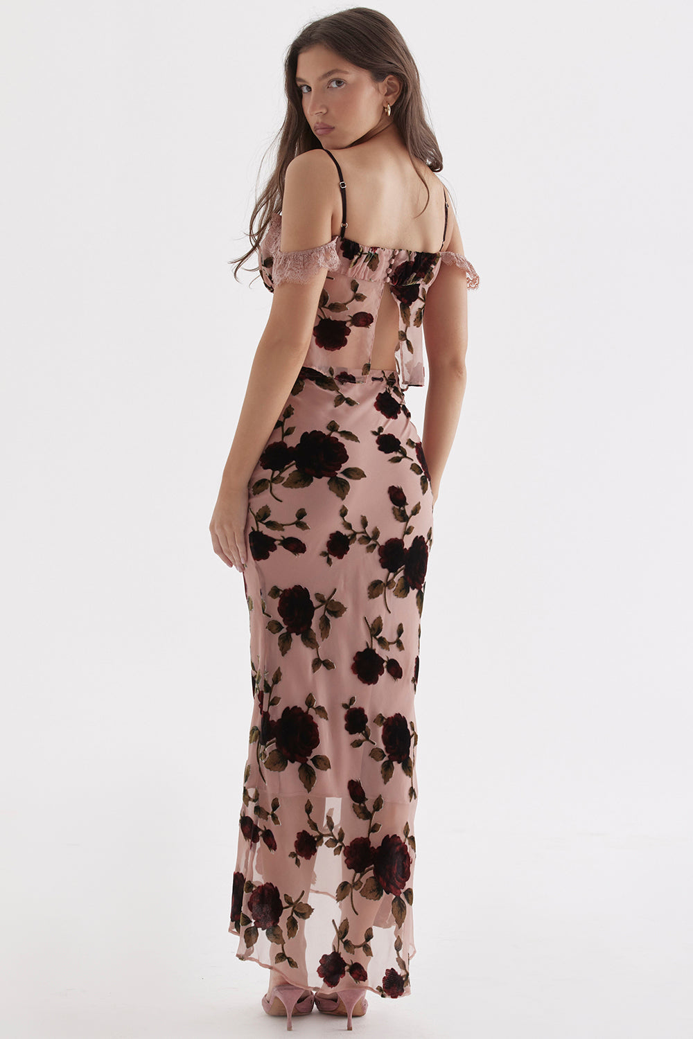 Old pink devor? top with maxi skirt