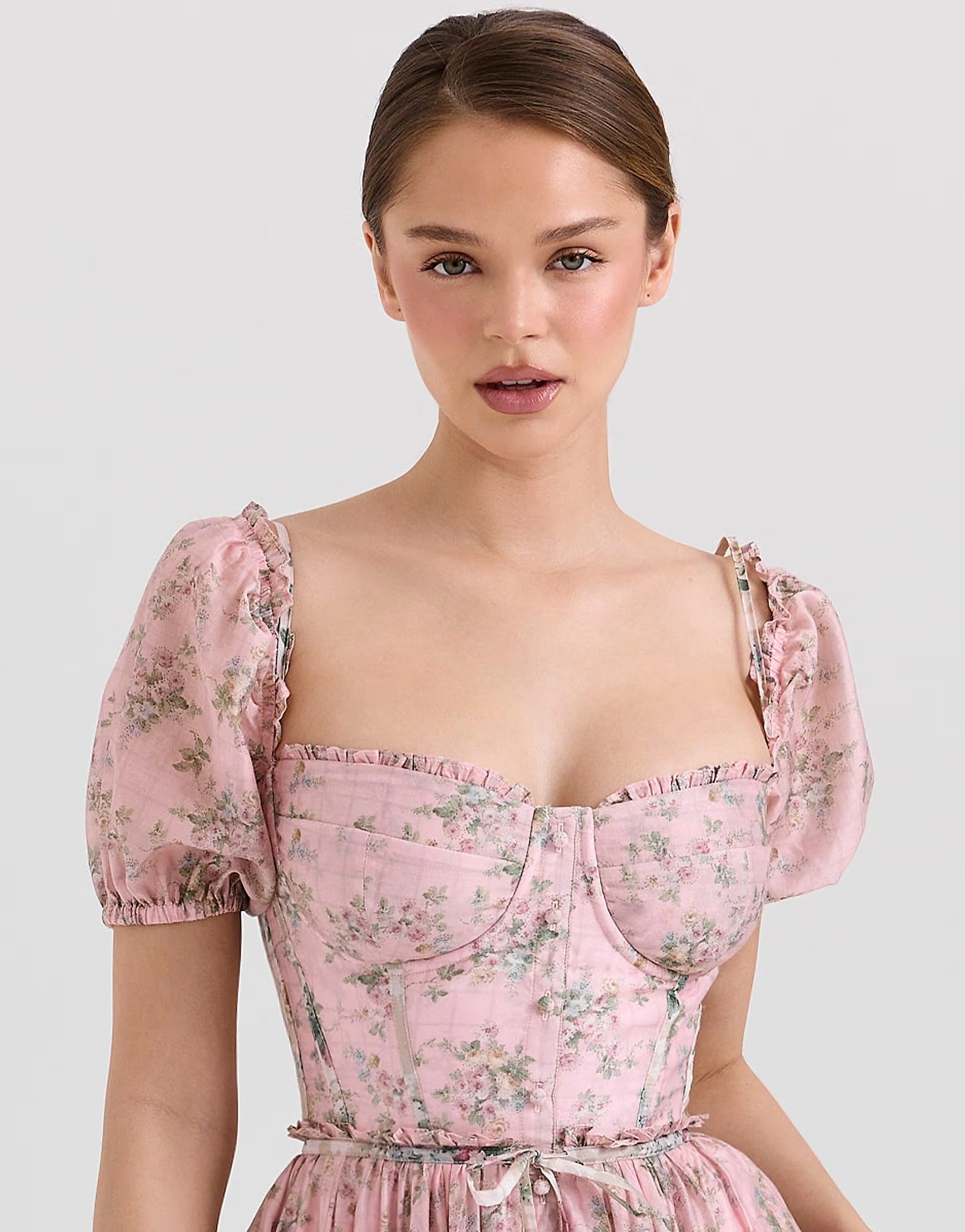 Chiffon Floral Pink Midi Dress