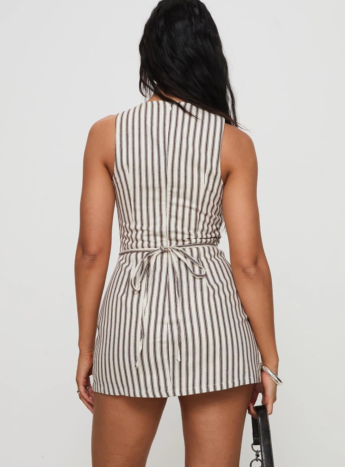 Brown Stripe Petite Mini Dress