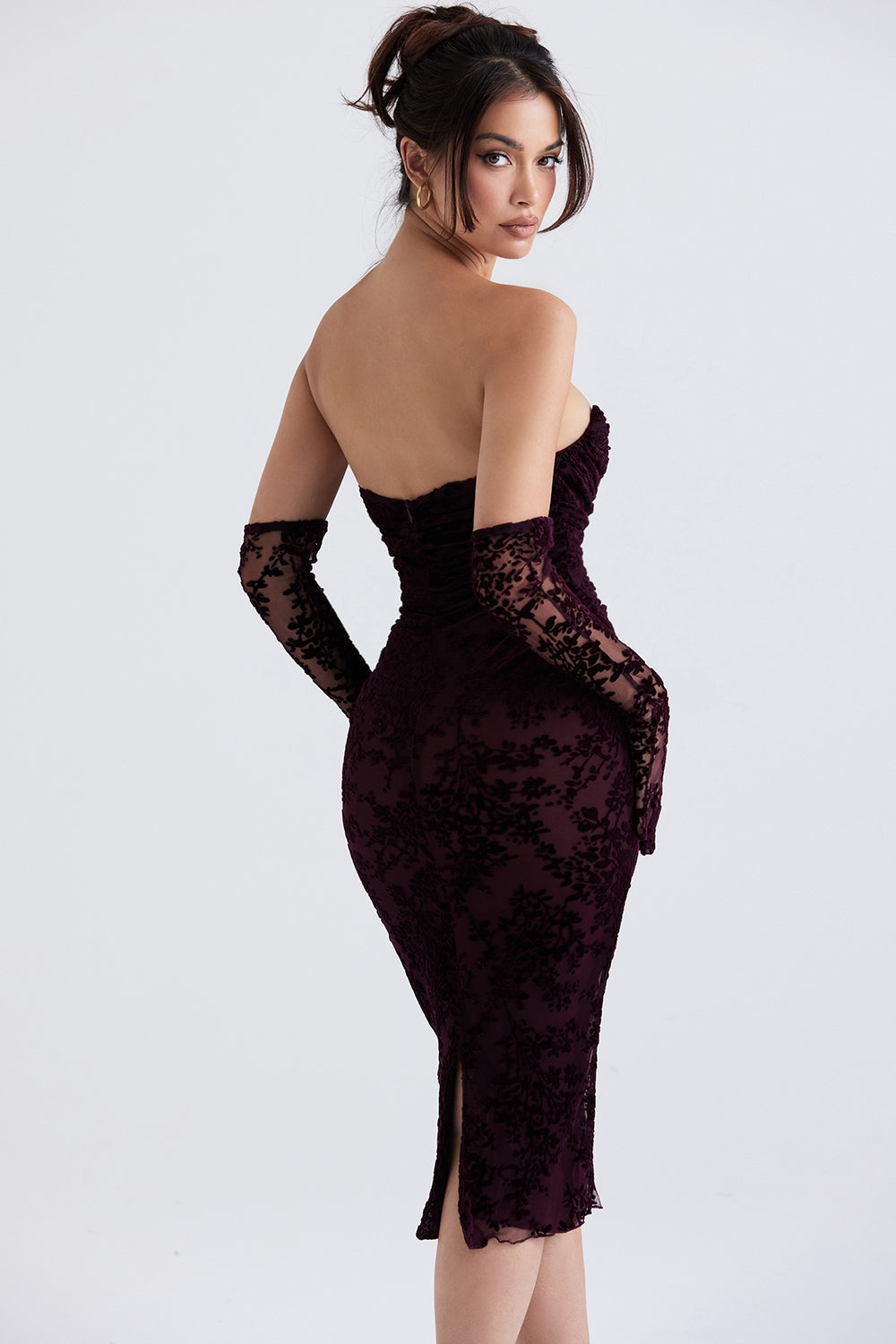 Black cherry Devore corset dress