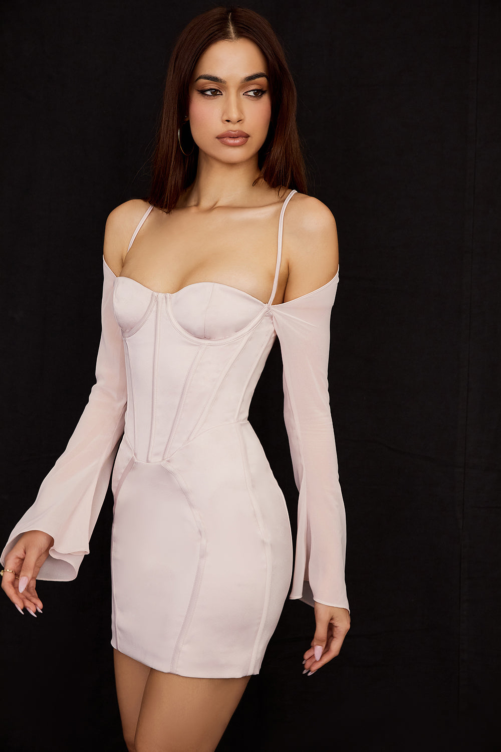 Crystal satin corset mini dress