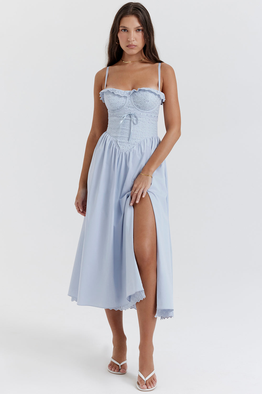 Soft blue Broderie Anglais Midi sundress