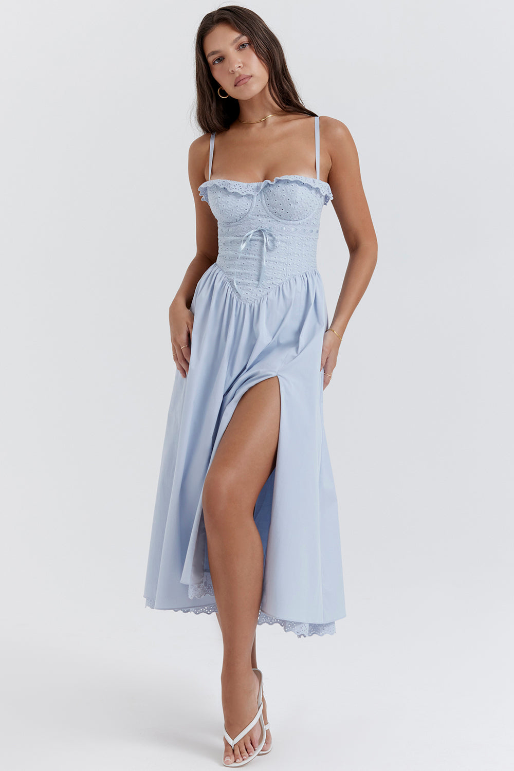 Soft blue Broderie Anglais Midi sundress