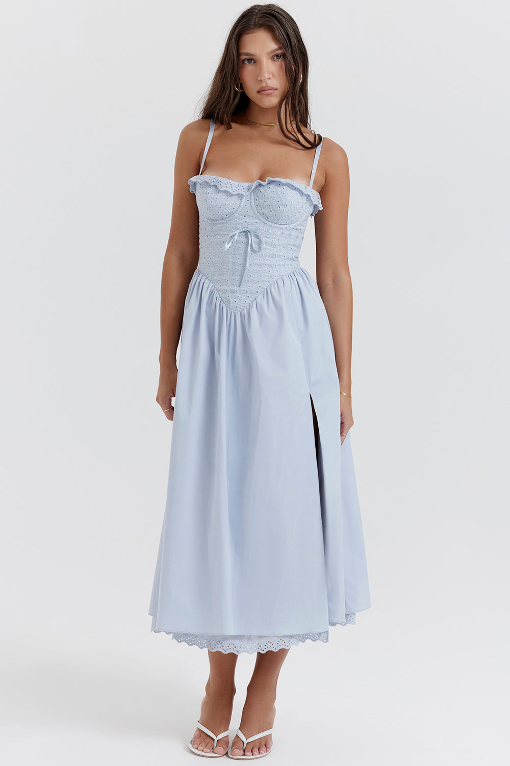 Soft blue Broderie Anglais Midi sundress