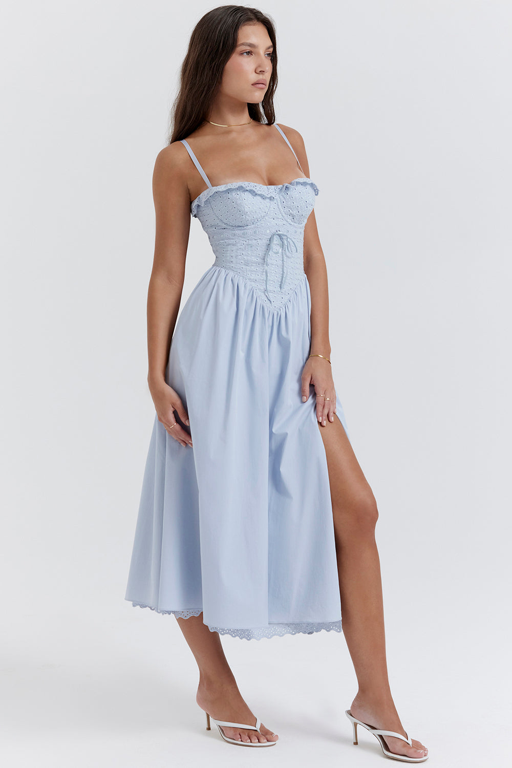 Soft blue Broderie Anglais Midi sundress