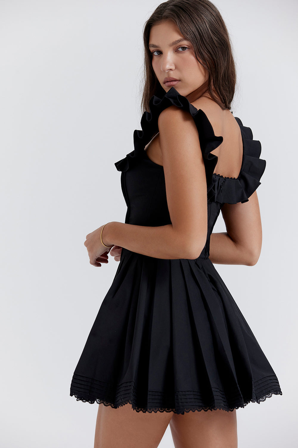 Black pleated dress with pleats