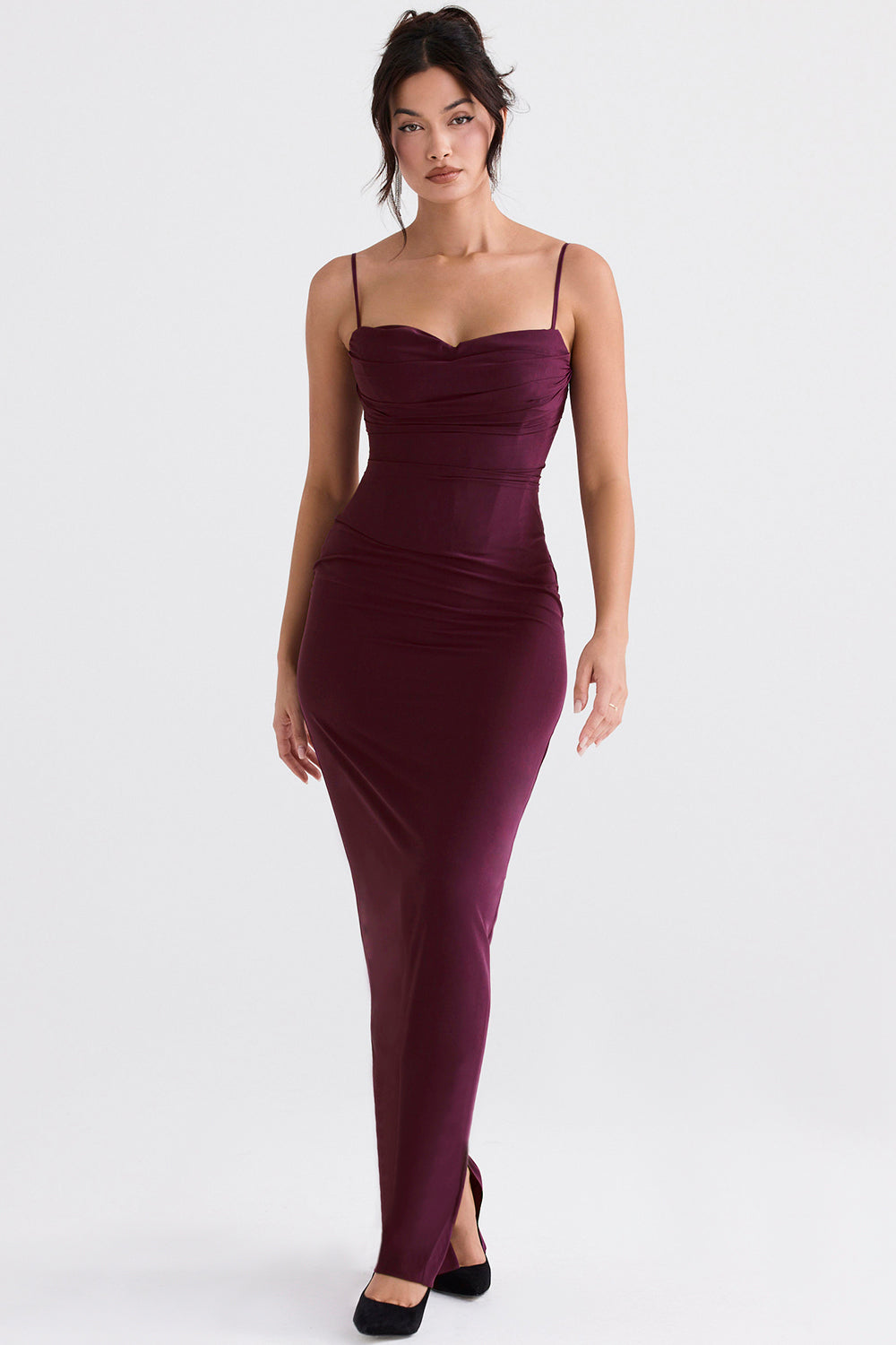 Merlot corset maxi dress