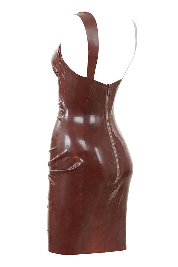 Chocolate latex bustier dress