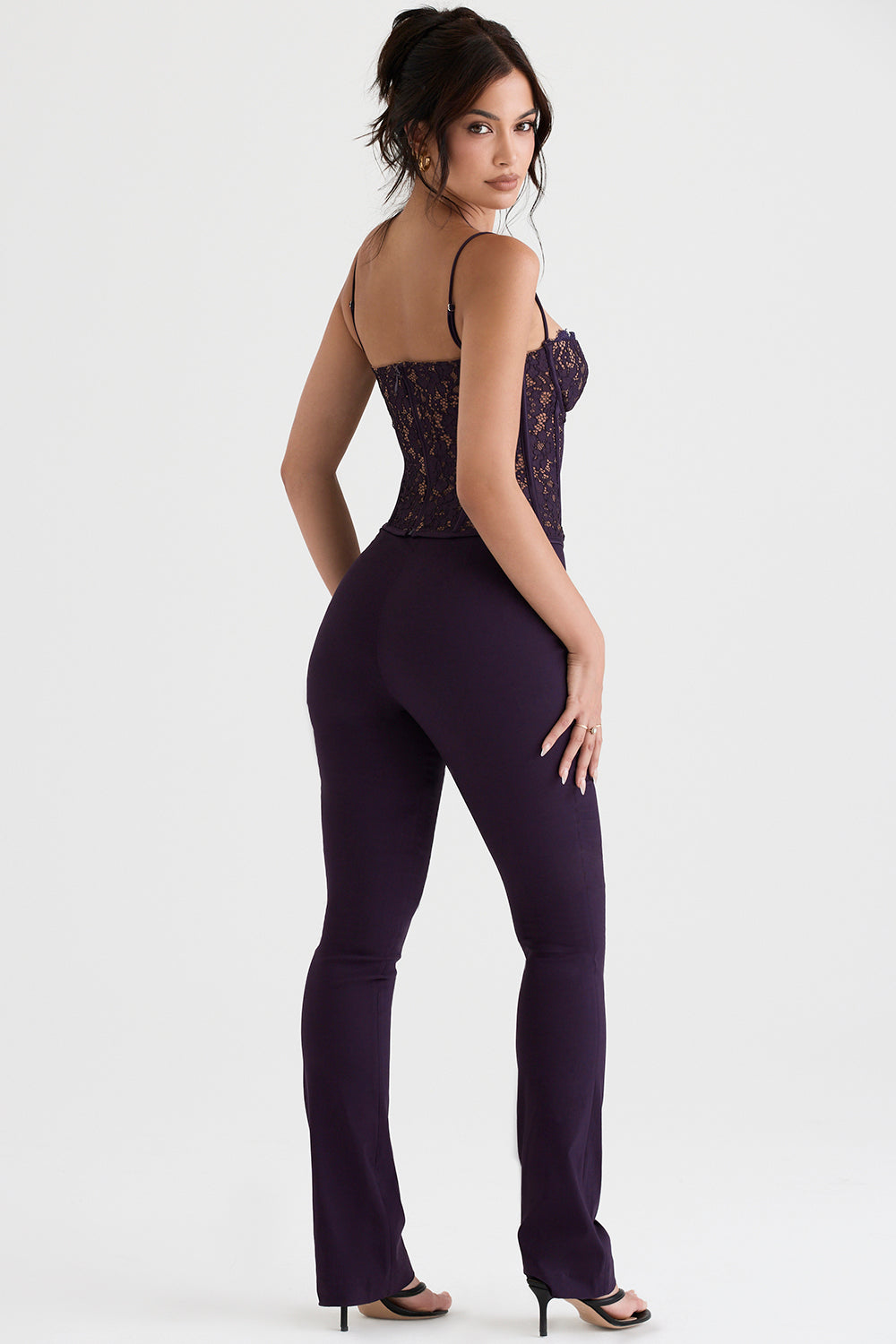 Nightshade lace underwire corset with high waisted trousers