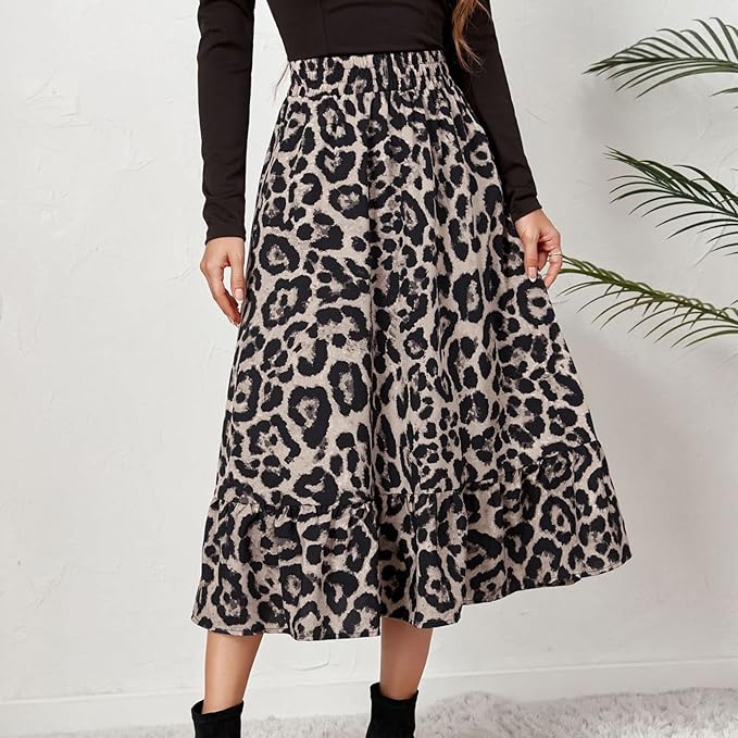 Leopard Print Midi Skirt