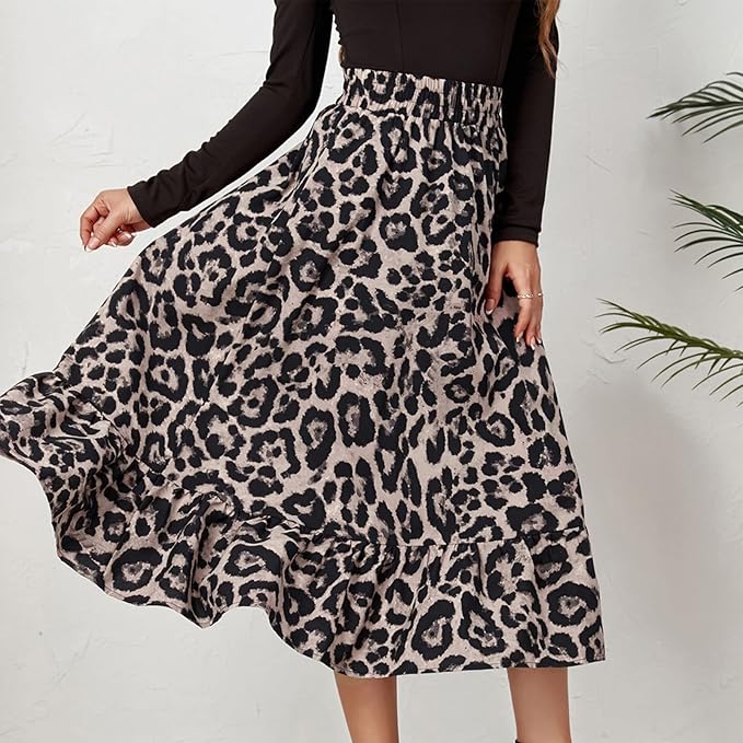 Leopard Print Midi Skirt