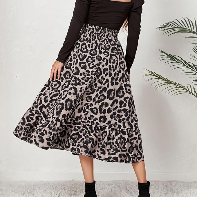 Leopard Print Midi Skirt