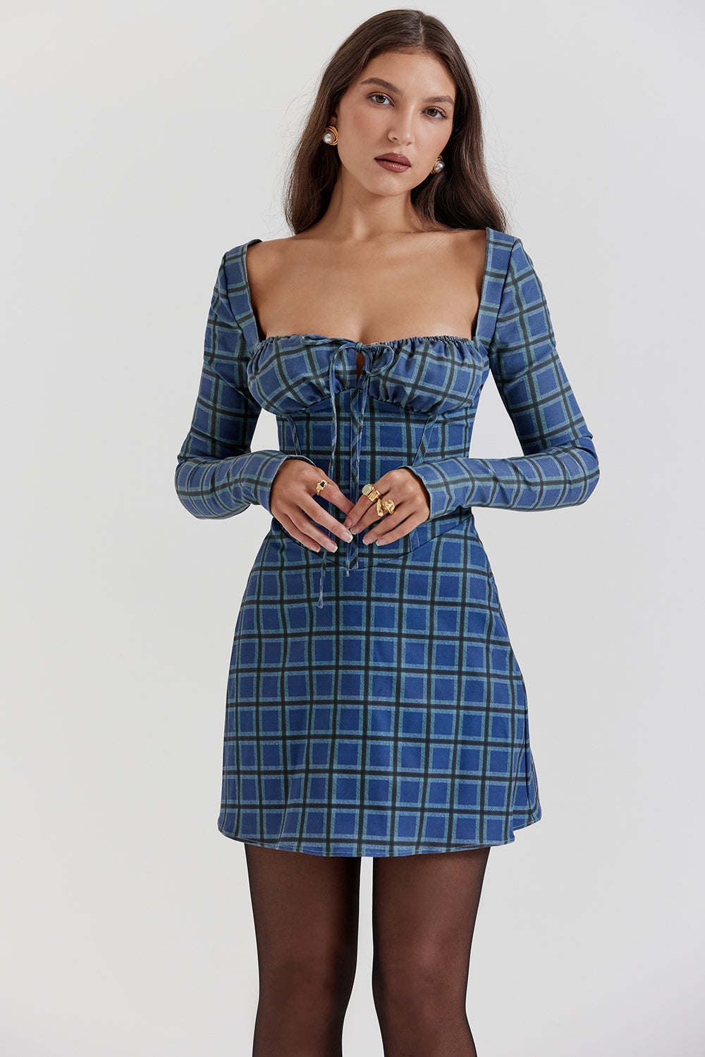 Tartan corset mini dress