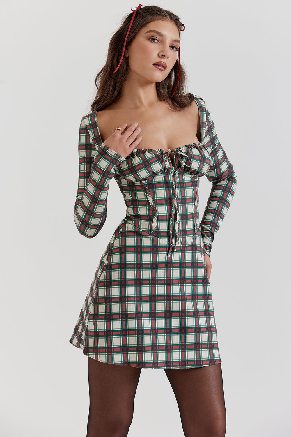 Tartan corset mini dress