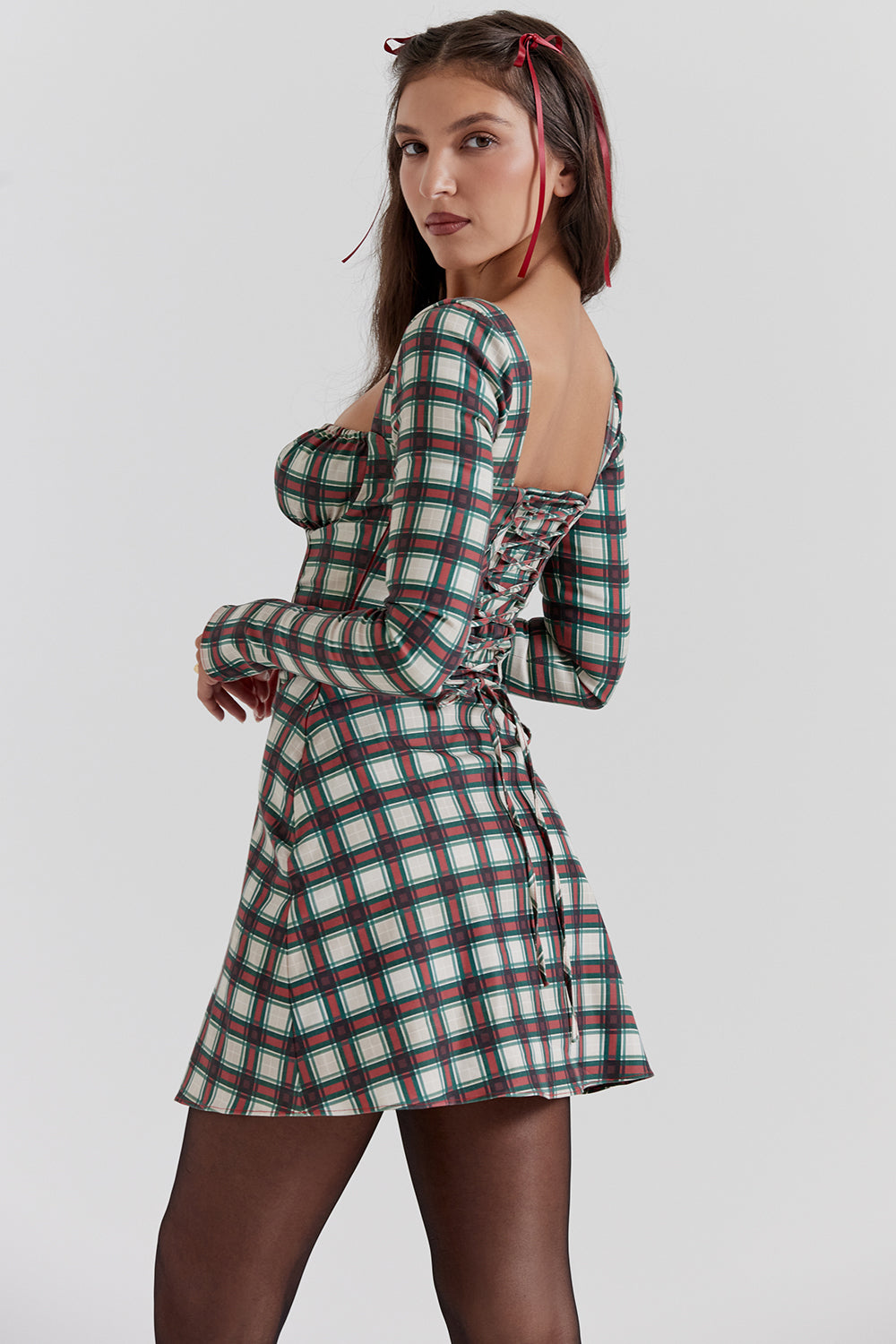 Tartan corset mini dress