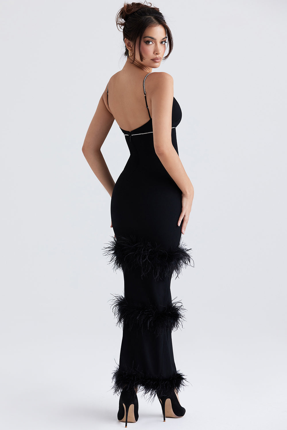 Black crystallized maxi dress