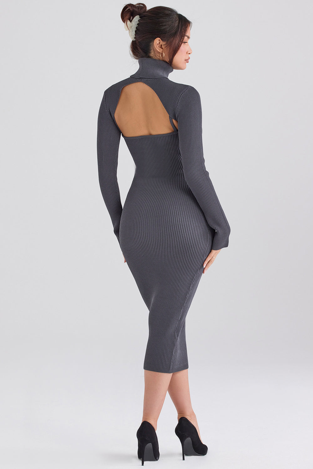 Anthracite knitted midi dress