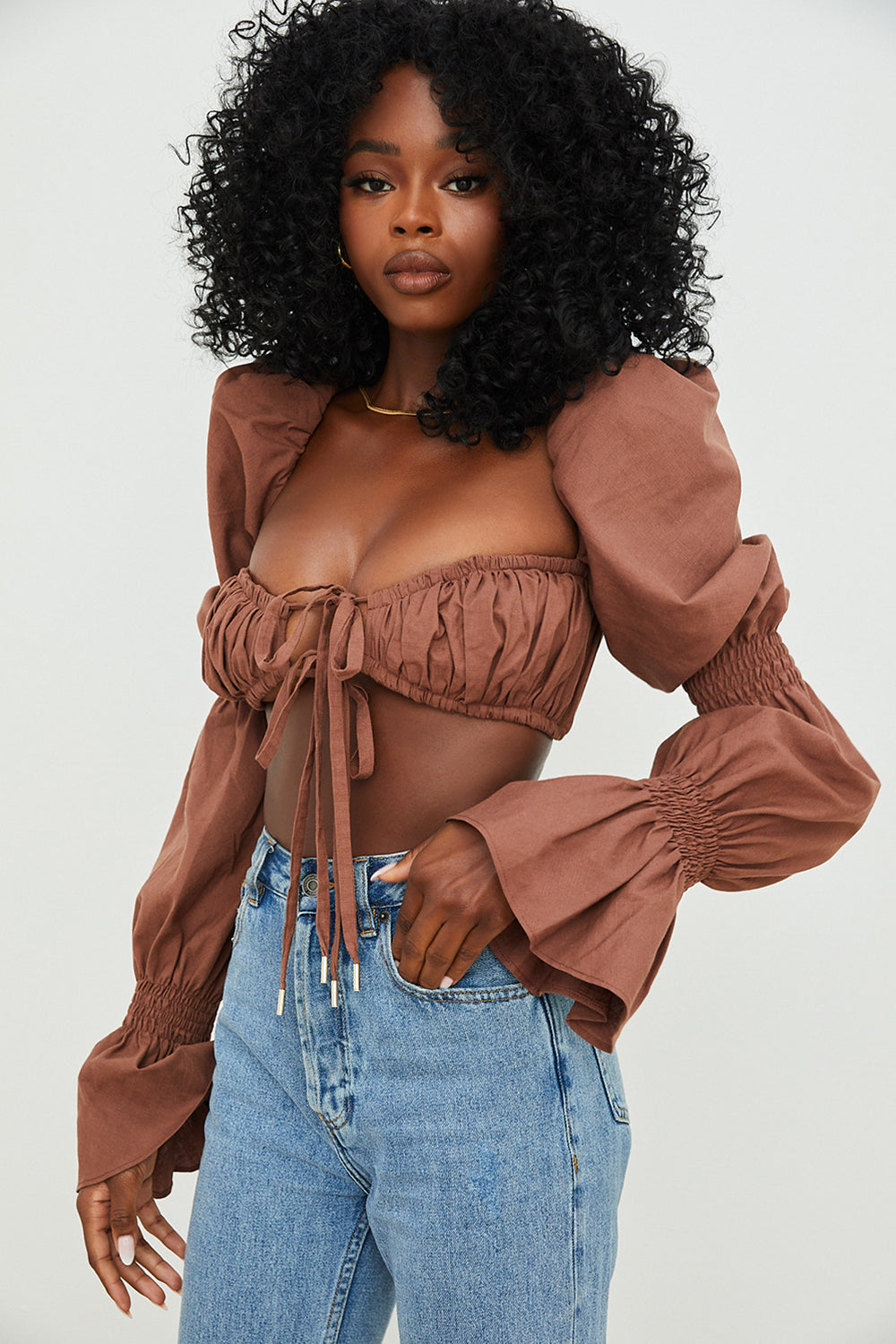 Chocolate smocked top