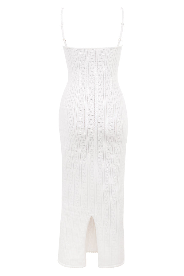 White knitted maxi dress