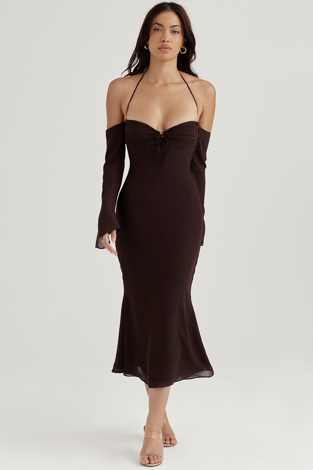 Espresso halter midi dress