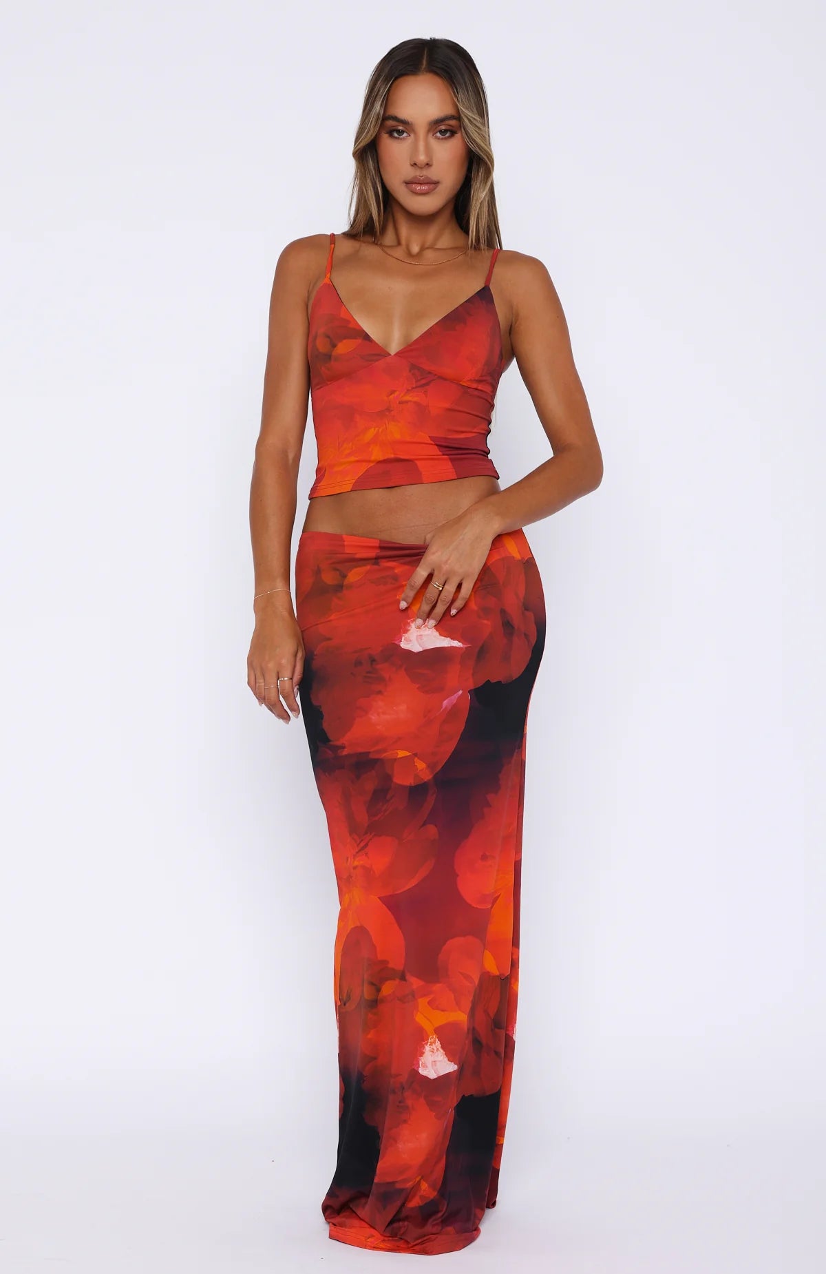 High Waist Maxi Skirt With Print