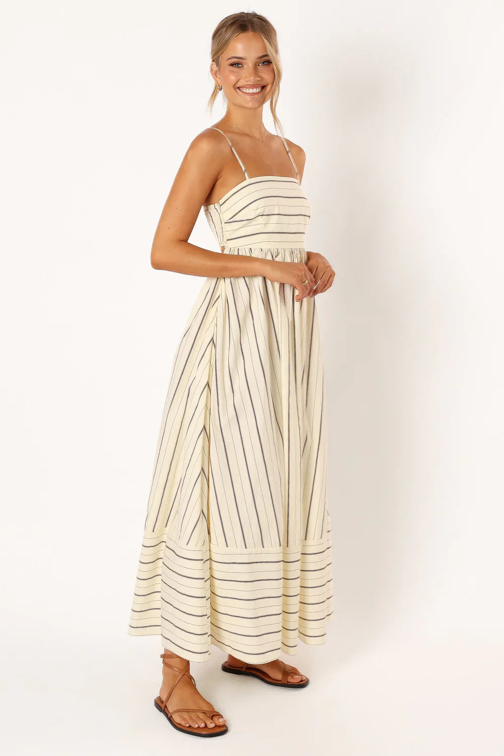 Striped Casual Maxi Dress with Spaghetti Straps