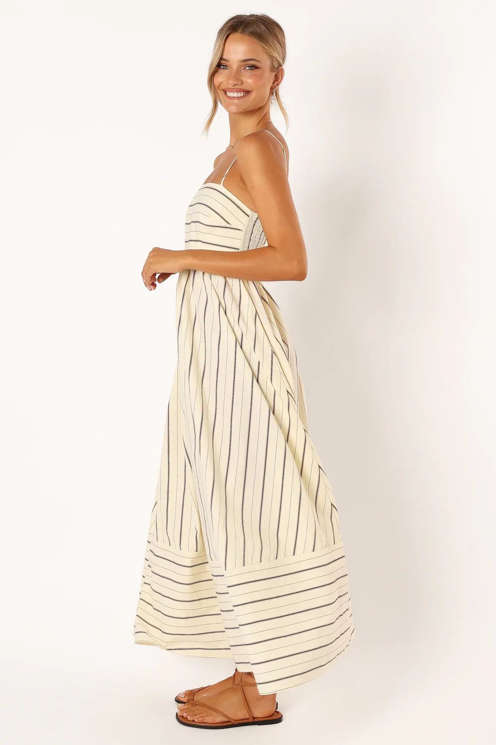 Striped Casual Maxi Dress with Spaghetti Straps