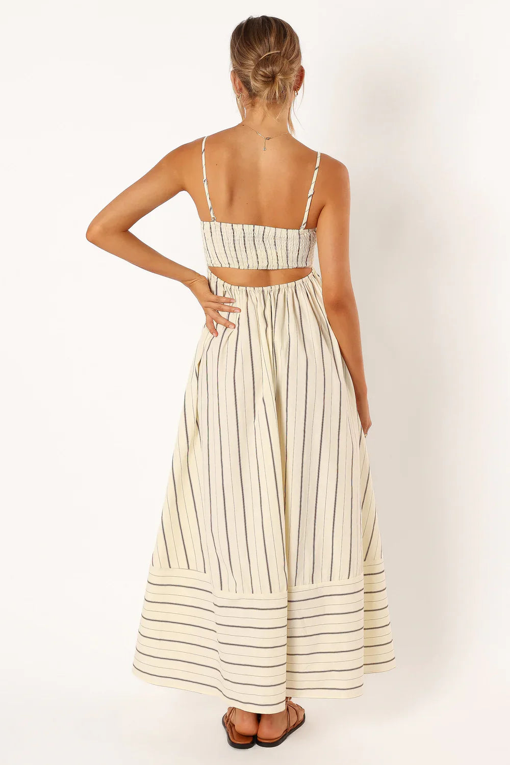 Striped Casual Maxi Dress with Spaghetti Straps