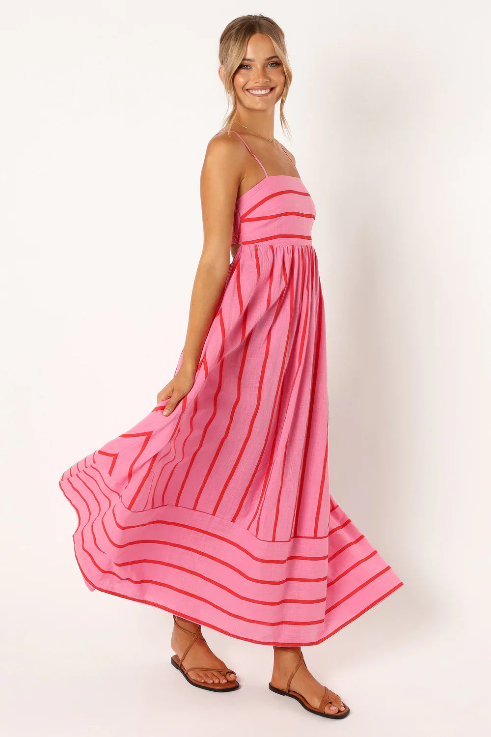 Striped Casual Maxi Dress with Spaghetti Straps