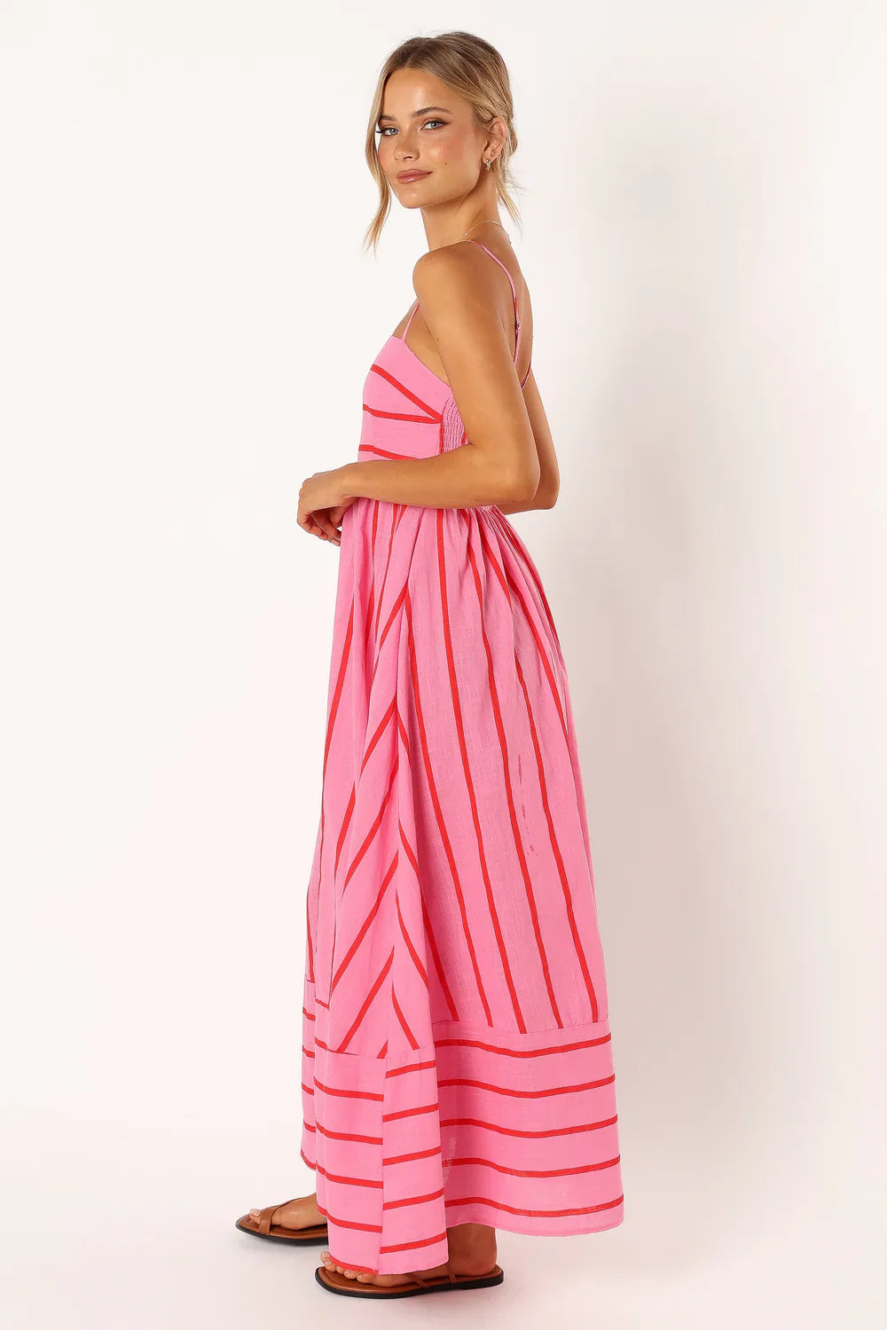 Striped Casual Maxi Dress with Spaghetti Straps