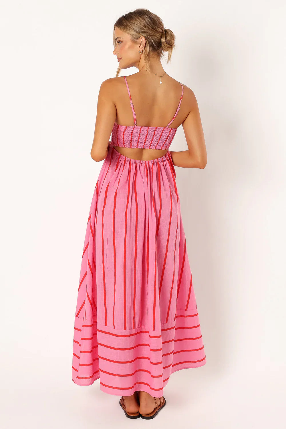 Striped Casual Maxi Dress with Spaghetti Straps