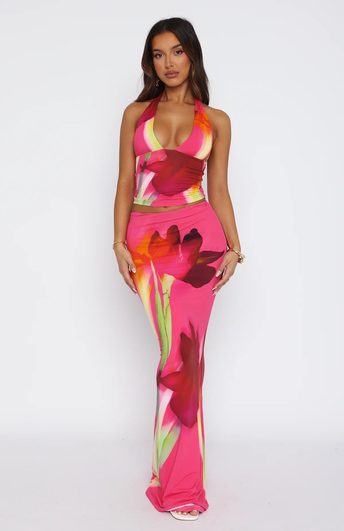 High Waist Maxi Skirt With Print