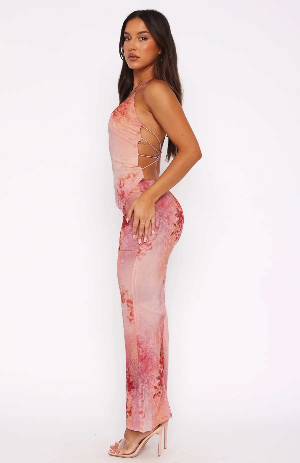 Back Centre Slit Maxi Skirt With Print