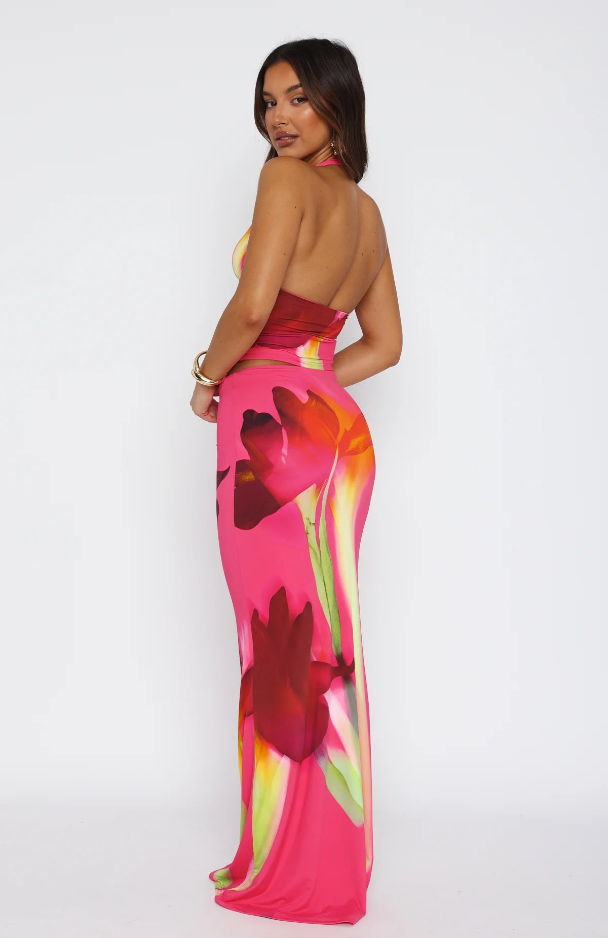 High Waist Maxi Skirt With Print