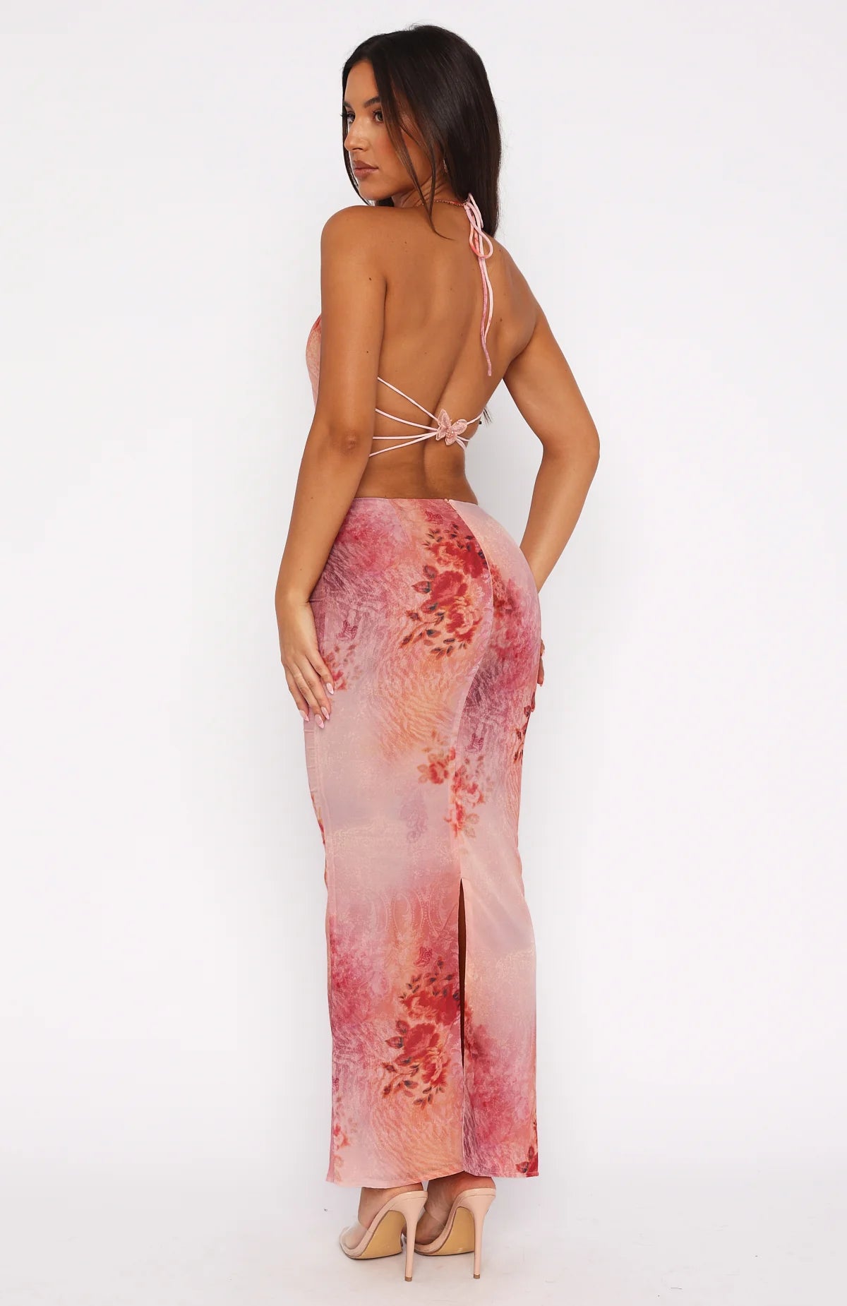 Back Centre Slit Maxi Skirt With Print