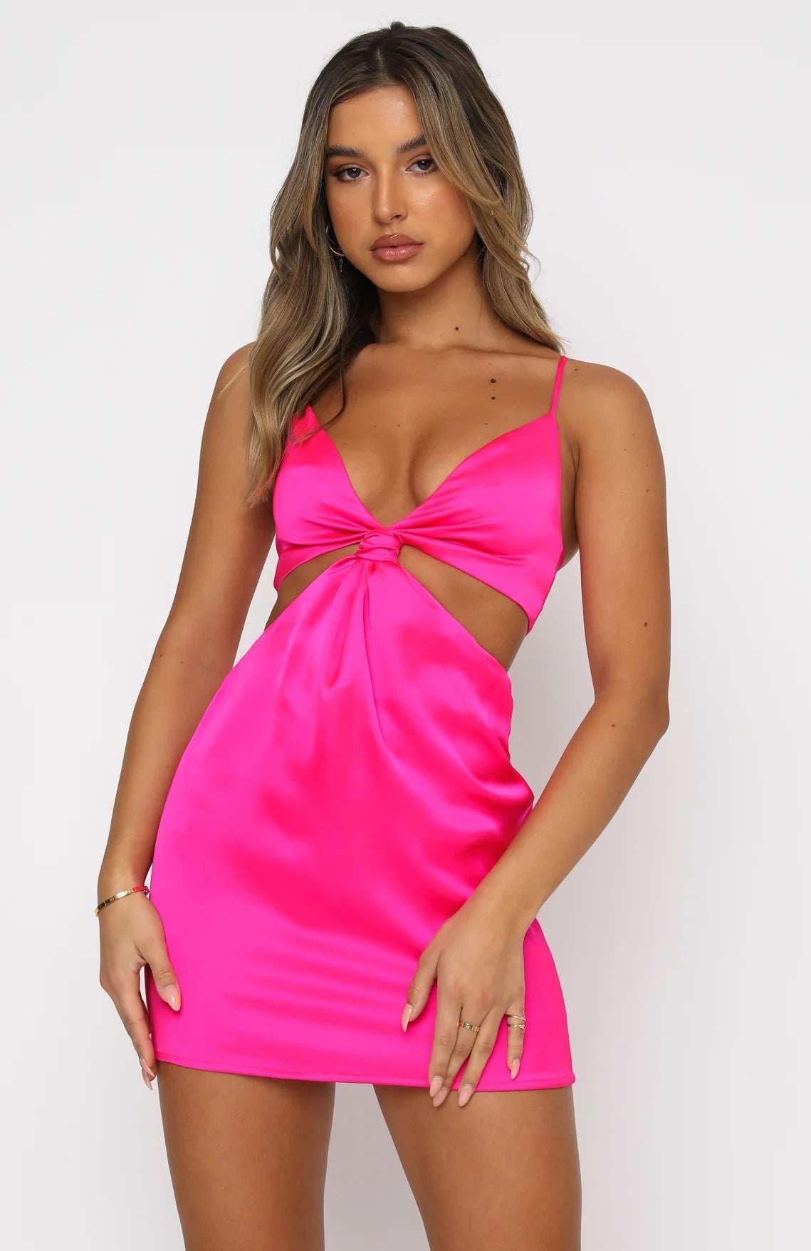 Cut Out Design Mini Dress In Pink