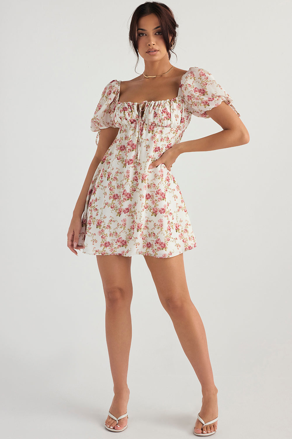 Mini dress with rose print