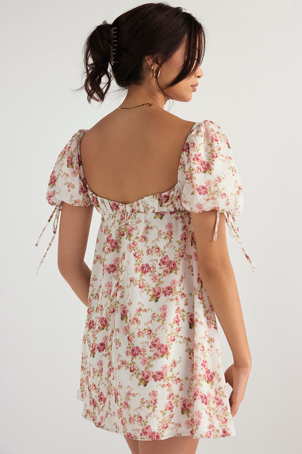 Mini dress with rose print