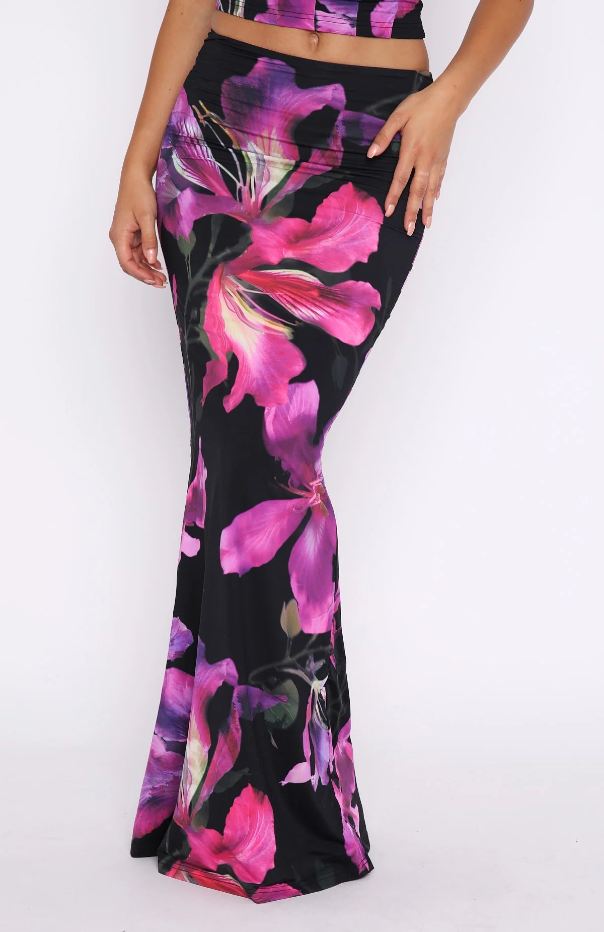 High Waist Maxi Skirt With Print