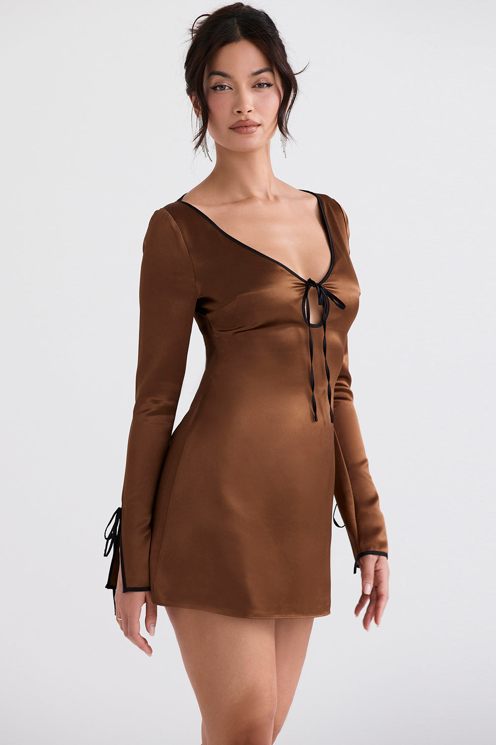 Copper satin mini dress